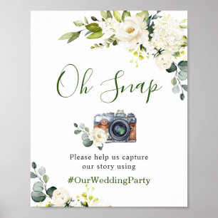 Oh Snap Elegante Eukalyptus Weiße Rosen Hochzeit Poster