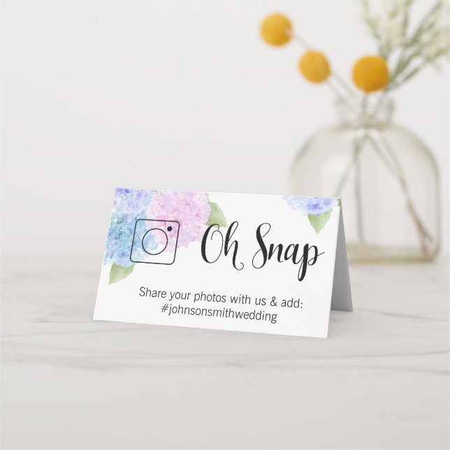 OH SNAP Faltschachtel-Karte #hashtag hydrangea Platzkarte (Vorderseite)
