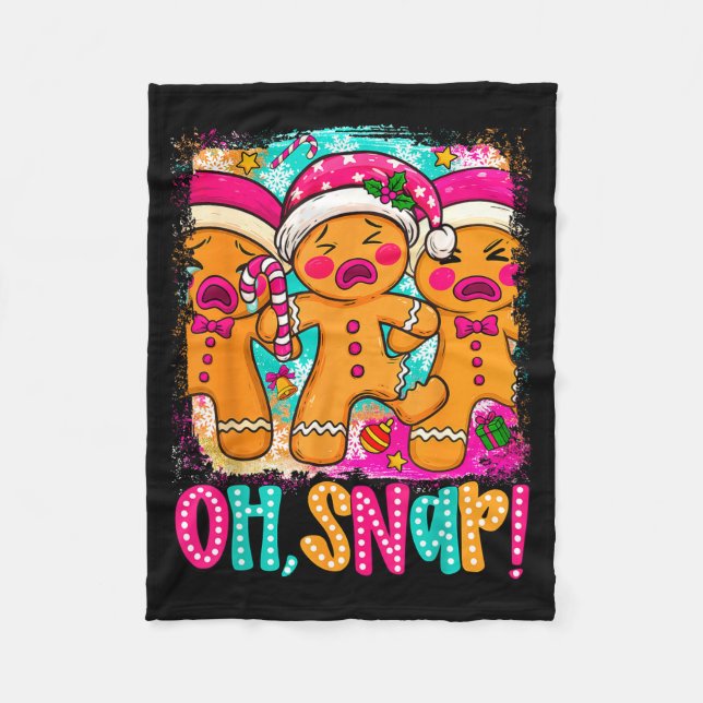 Oh Snap Funny Christmas Gingerbread Man Xmas Cooki Fleecedecke (Vorderseite)