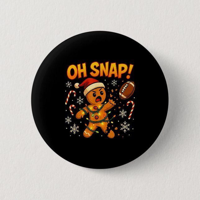 Oh Snap Funny Gingerbread Football Christmas Light Button (Vorderseite)