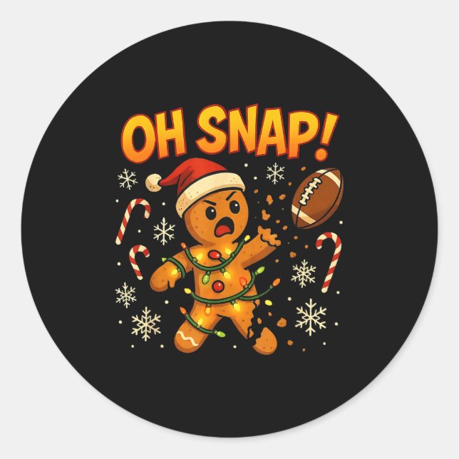 Oh Snap Funny Gingerbread Football Christmas Light Runder Aufkleber (Vorderseite)