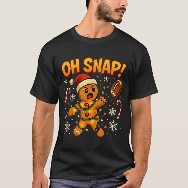 Oh Snap Funny Gingerbread Football Christmas Light T-Shirt (Vorderseite)