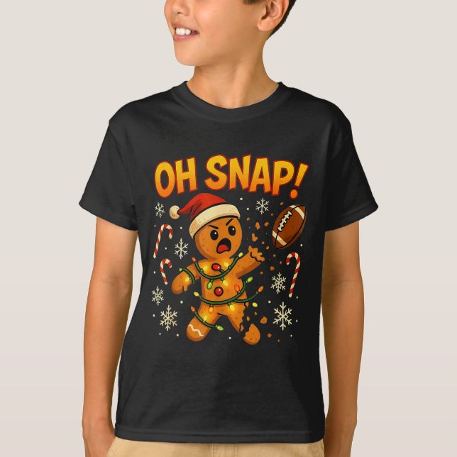 Oh Snap Funny Gingerbread Football Christmas Light T-Shirt (Vorderseite)