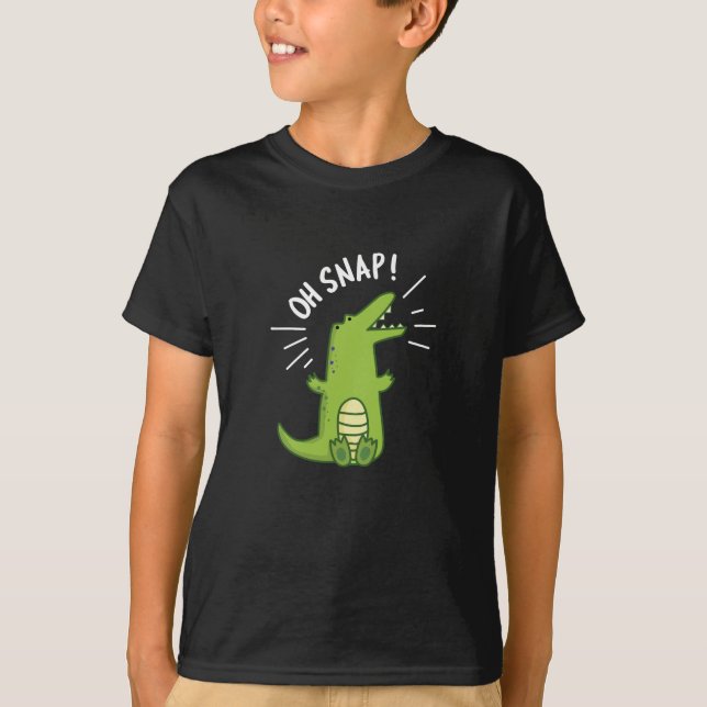 Oh Snap Funny Snapping Crocodile Puff Dark BG T-Shirt (Vorderseite)