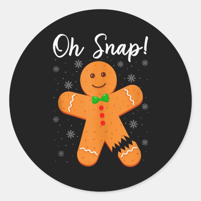 Oh Snap Gingerbread Funny Cookie Baking Christmas  Runder Aufkleber (Vorderseite)