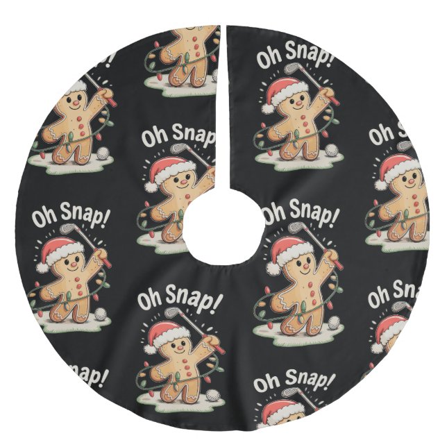 Oh Snap Gingerbread Golf Golfer Golfing Christmas Polyester Weihnachtsbaumdecke (Vorderseite)
