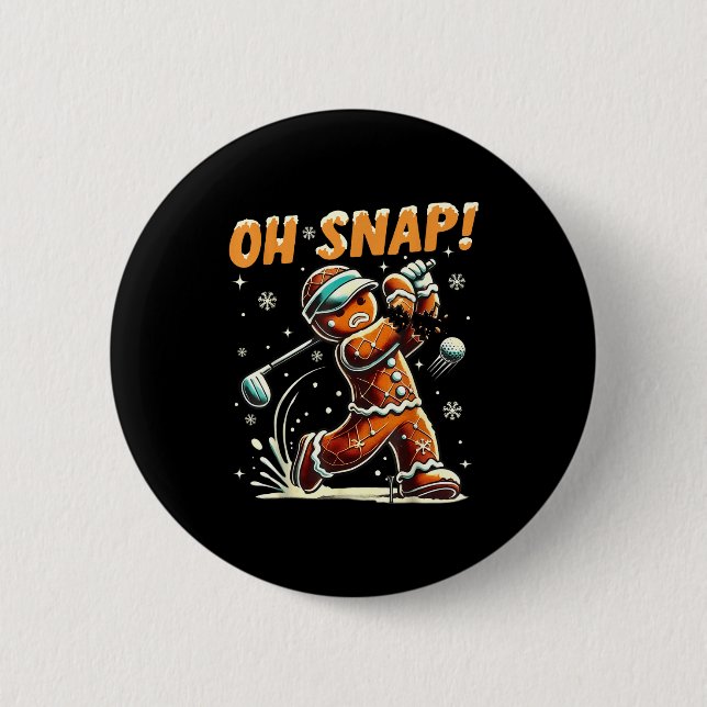 Oh Snap Gingerbread Golfer Golf Christmas Golfing  Button (Vorderseite)