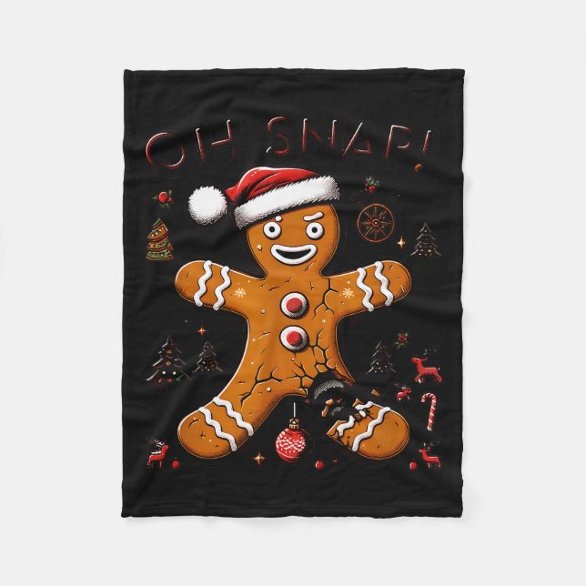Oh Snap Gingerbread Man Christmas Funny Cookie Ugl Fleecedecke (Vorderseite)