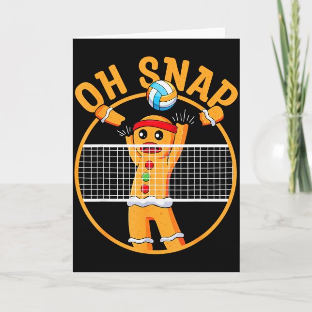 Oh Snap Gingerbread Man Christmas Volleyball  Karte (Vorderseite)