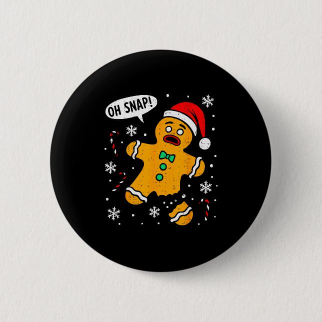 Oh Snap Gingerbread Man Christmas Xmas Cookie Baki Button (Vorderseite)