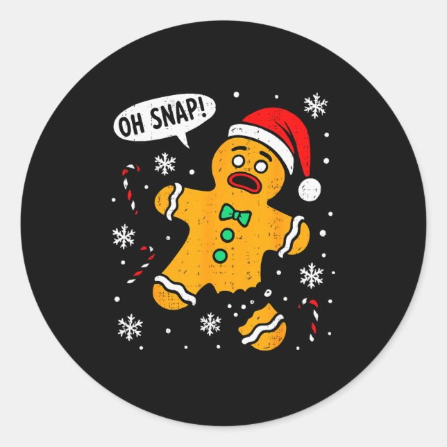 Oh Snap Gingerbread Man Christmas Xmas Cookie Baki Runder Aufkleber (Vorderseite)