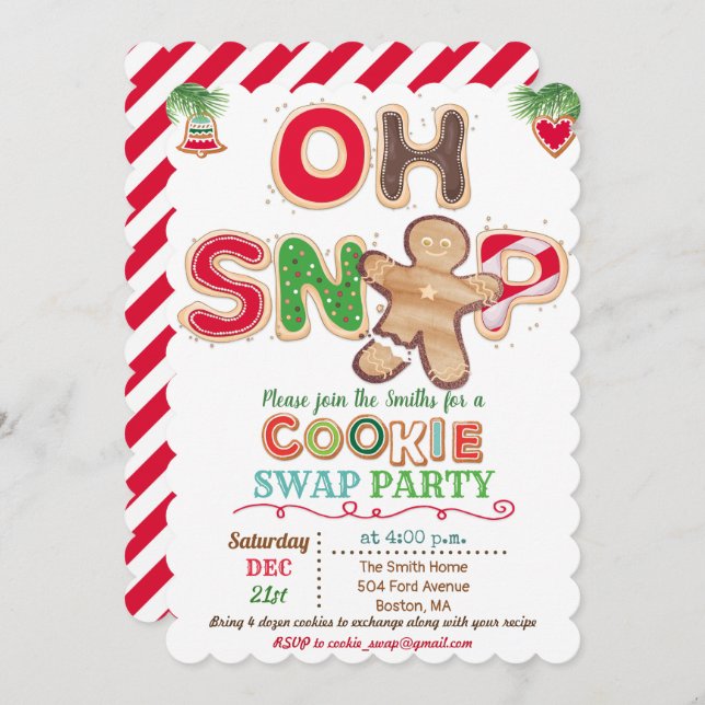 Oh Snap Gingerbread Man Cookie Exchange Einladung (Vorne/Hinten)