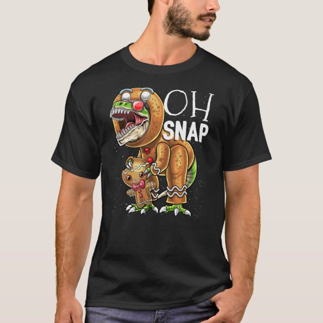 Oh Snap Gingerbread Man Dinosaur Christmas Cookie  T-Shirt (Vorderseite)