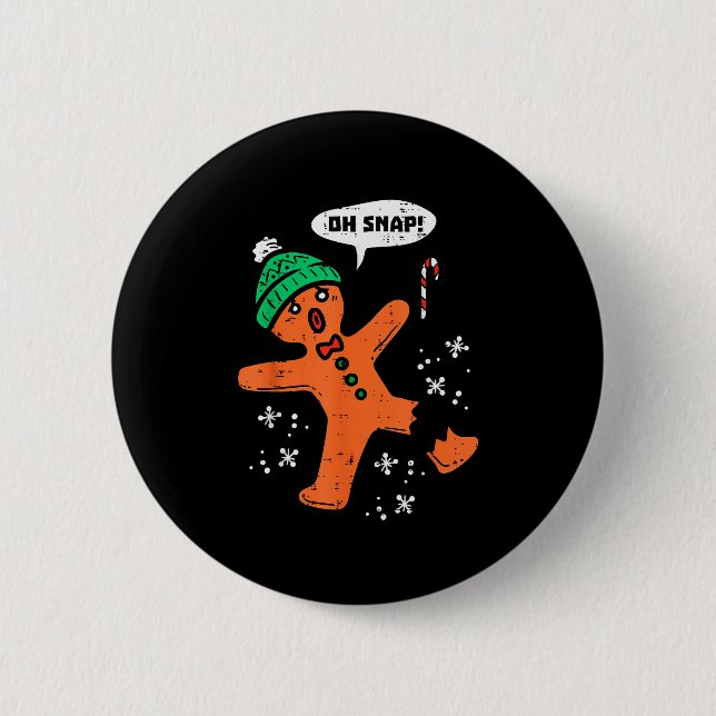 Oh Snap Gingerbread Man Funny Christmas Xmas Men W Button (Vorderseite)