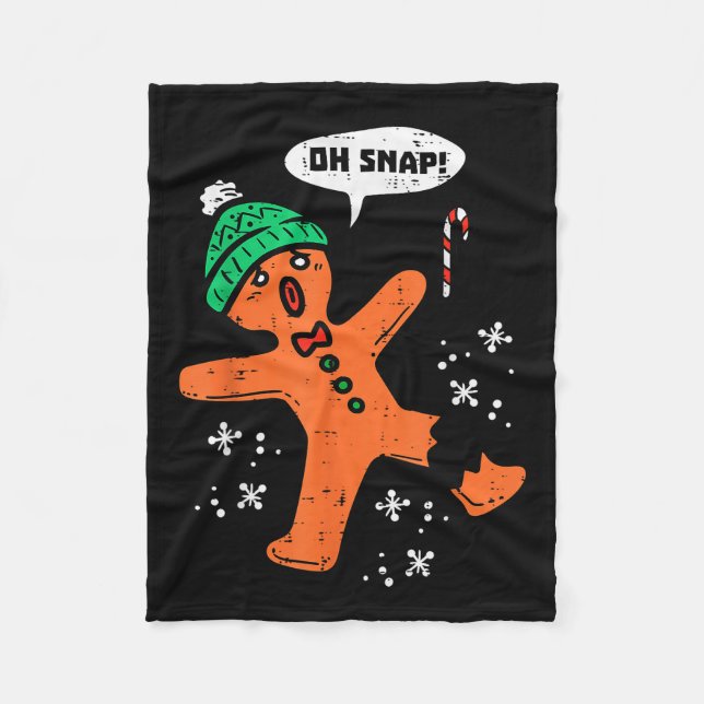 Oh Snap Gingerbread Man Funny Christmas Xmas Men W Fleecedecke (Vorderseite)