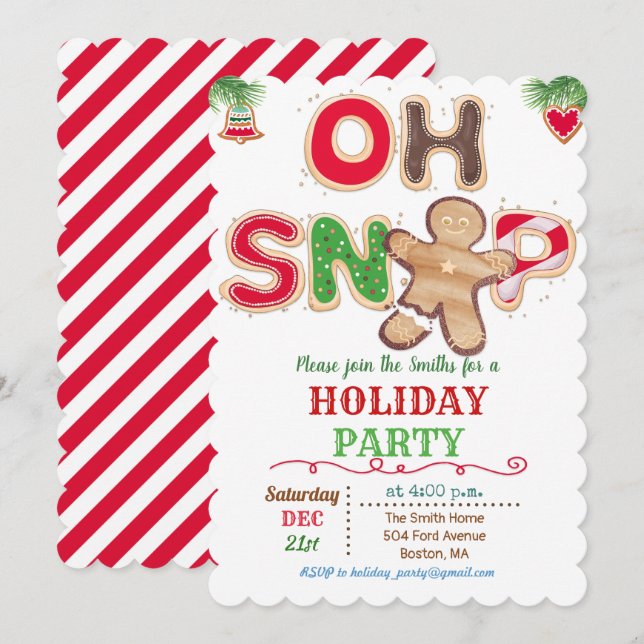 Oh Snap Gingerbread Man Holiday Party Einladung (Vorne/Hinten)