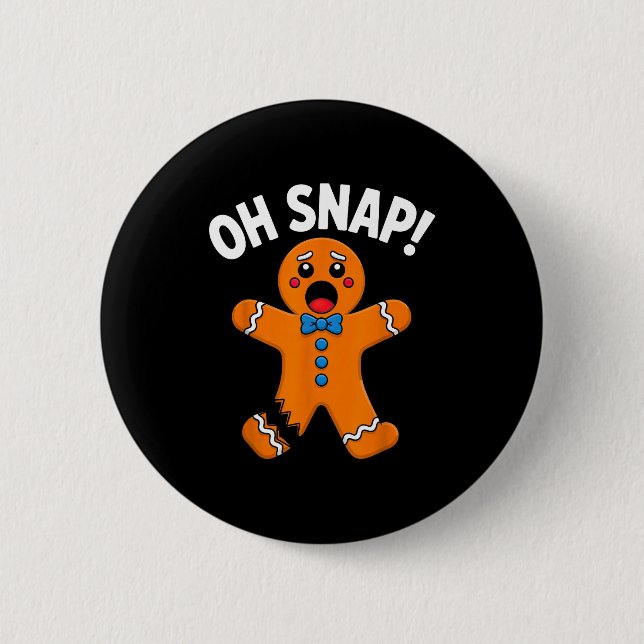 Oh Snap Gingerbread Man Xmas Boys Girls Kids Adult Button (Vorderseite)