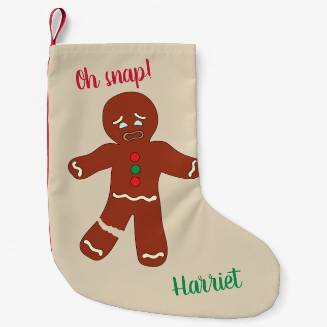 Oh Snap Gingerbread Mann Cookie Funny Kleiner Weihnachtsstrumpf (Vorderseite)