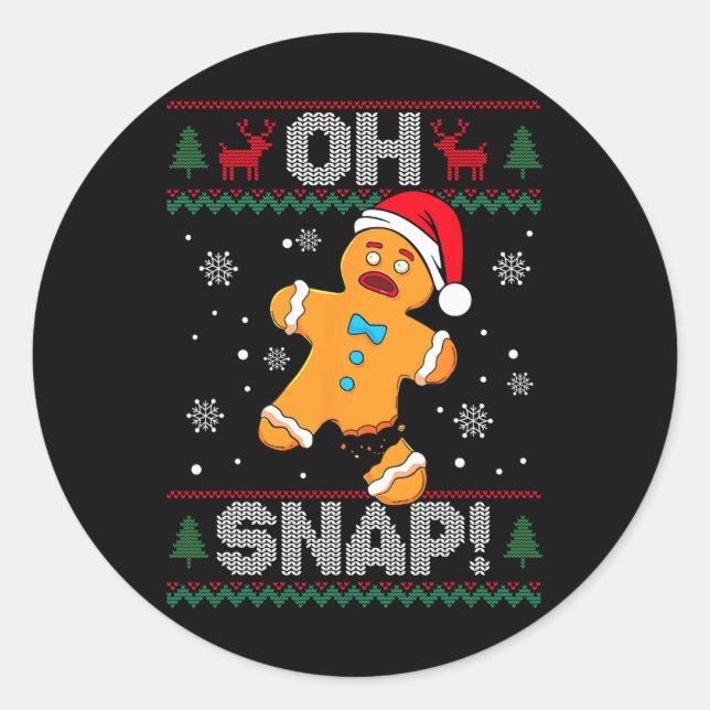 Oh Snap Gingerbread Mann Cookie Weihnachtsweihe Ug Runder Aufkleber (Vorderseite)