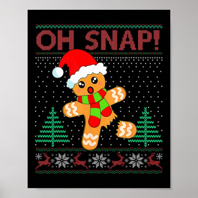 Oh Snap Gingerbread Mann Frohe Weihnachten Weihnac Poster (Vorne)