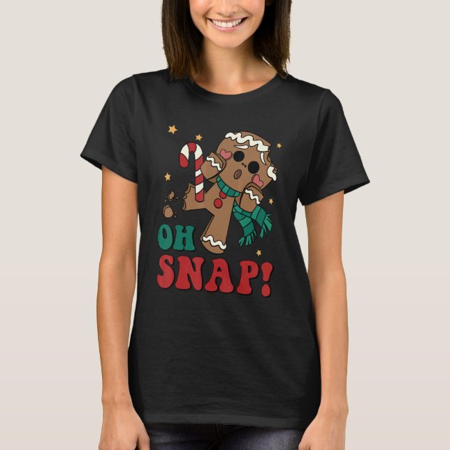 Oh Snap Gingerbread Mann Retro Weihnachtsfamilie T-Shirt (Vorderseite)