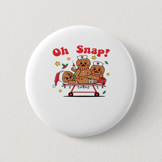 Oh Snap Gingerbread School Nurse Christmas Classic Button (Vorderseite)