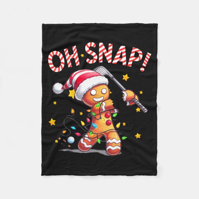 Oh Snap Gingerbreadman Xmas Golfer Golf Christmas  Fleecedecke (Vorderseite)