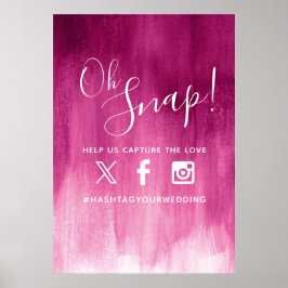 Oh Snap Hashtag Hochzeit rosa rote moderne Kunst Poster