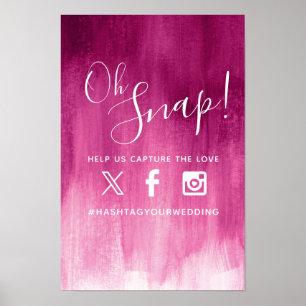 Oh Snap Hashtag Hochzeit rosa rote moderne Kunst Poster