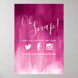 Oh Snap Hashtag Hochzeit rosa rote moderne Kunst Poster
