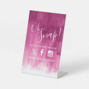 Oh Snap Hashtag Hochzeit rosa rote moderne Kunst Sockelschild
