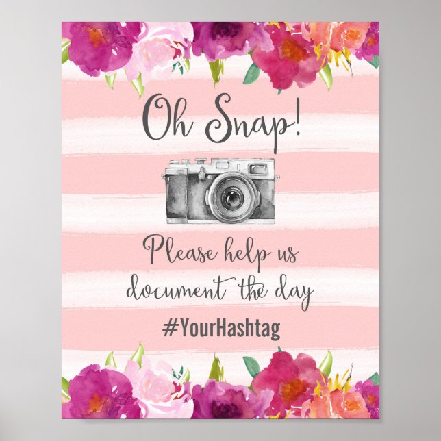 Oh Snap Hashtag Hochzeitplakat drucken Poster (Vorne)
