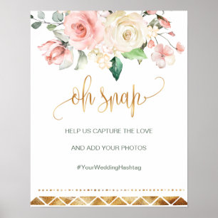 Oh Snap Hashtag Hochzeitsschild Aprikosenrosa Rose Poster
