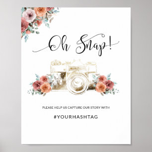 Oh, Snap Hashtag, Kamera, ätherisches Blumenzeiche Poster
