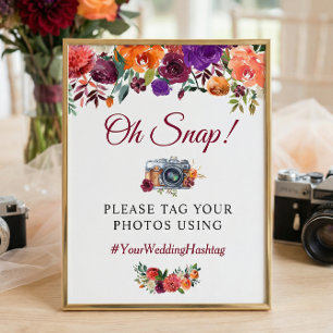 Oh Snap Hashtag Rustikales burgundy Orange Bläserz Poster