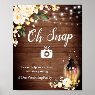 Oh Snap Instagram Sign Blush Rose Blumengrün Poster