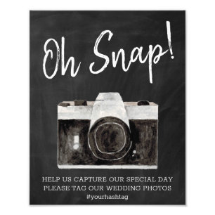 Oh Snap Kamera-Hashtag-Hochzeitsschild Fotodruck