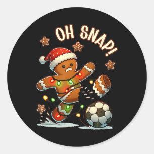 Oh Snap Lebkuchenmann Weihnachten Fußball Runder Aufkleber