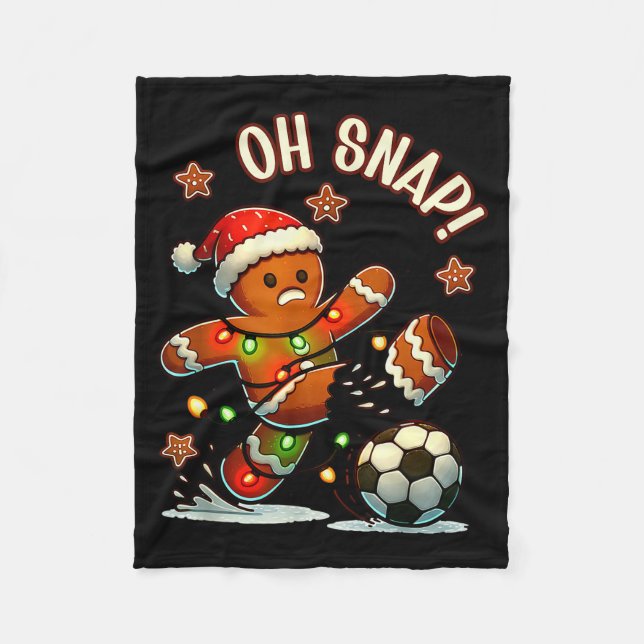 Oh Snap Lebkuchenmann Weihnachtsfußball  Fleecedecke (Vorderseite)