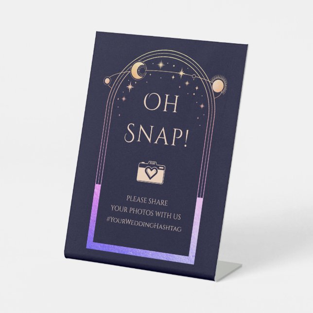 Oh Snap Mystical Rainbow Navy Blue Sun Moon Stars Sockelschild (Vorderseite)