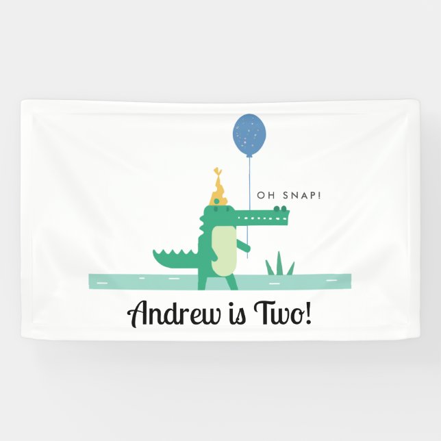 Oh Snap Niedlich Alligator Kindergeburtstag Party Banner (Horizontal)