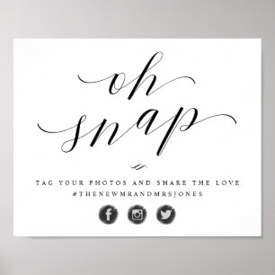 Oh Snap Photo Hashtag Social Media Wedding Sign Poster