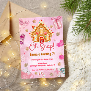 Oh Snap Pink Gingerbread Haus Einladung zum Geburt