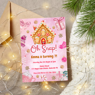 Oh Snap Pink Gingerbread Haus Einladung zum Geburt