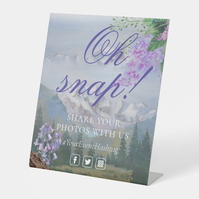 Oh Snap Social Media Chic Moderne Hochzeitsveranst Sockelschild (Vorderseite)
