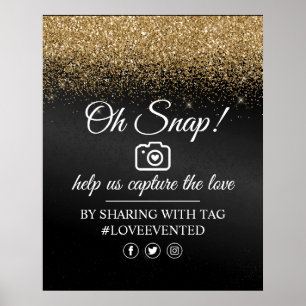 Oh Snap Social Media Tag Poster Black Gold Glitzer