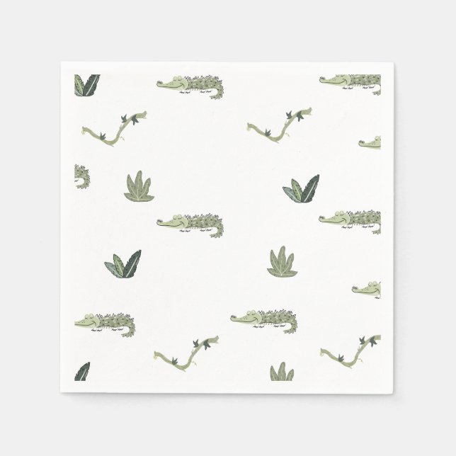 Oh Snap Swamp Crocodile Birthday Party Serviette (Vorderseite)