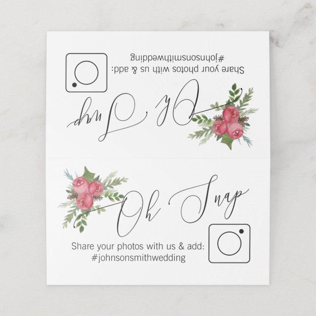 OH SNAP Tischkarte #hashtag Weihnachtsfeier Platzkarte (Außenseite Aufgefaltet)