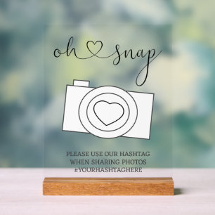 Oh Snap Wedding Foto Hashtag Personalisiert Acrylschild