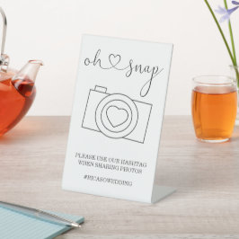 Oh Snap Wedding Foto Hashtag Personalisiert Sockelschild